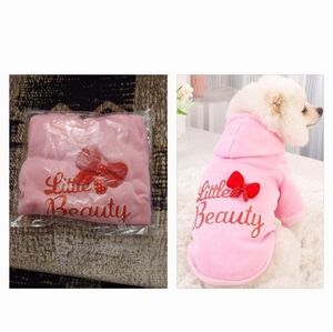 4/$40 New Pink Dog Hooded Sweatshirt With Leash Hole - Size Small